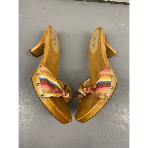 MIA Wooden Spring Colors Leather Block Heels, Size 9, MSRP $120 - Picture 1 of 10